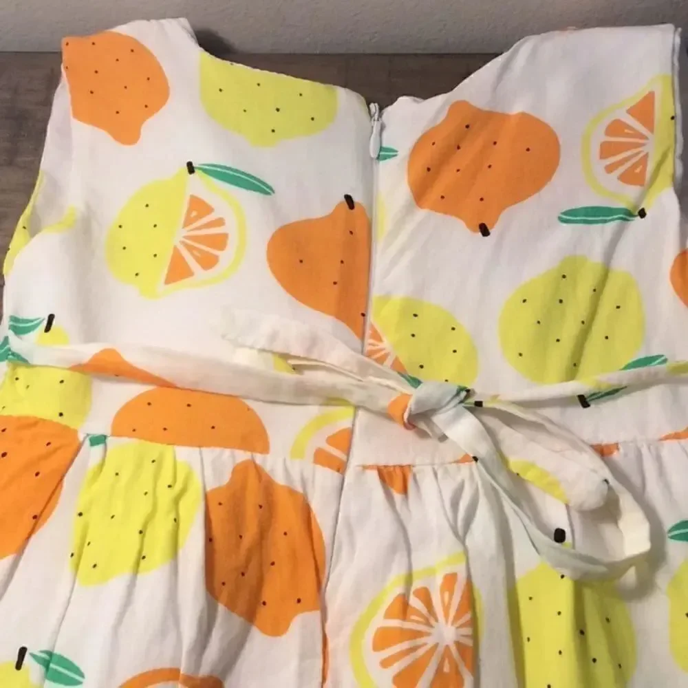 Lemon & Orange cotton dress 2/3T 17” long 10”waist